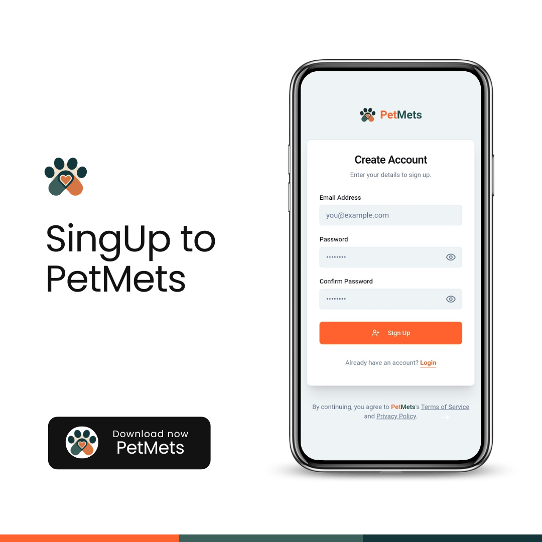 Signup screen for PetMets